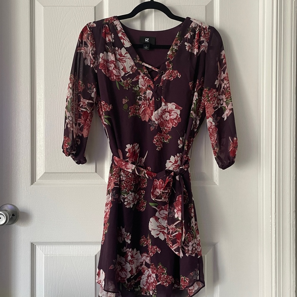 Iz Byer Floral Mini Dress in Purple and Red